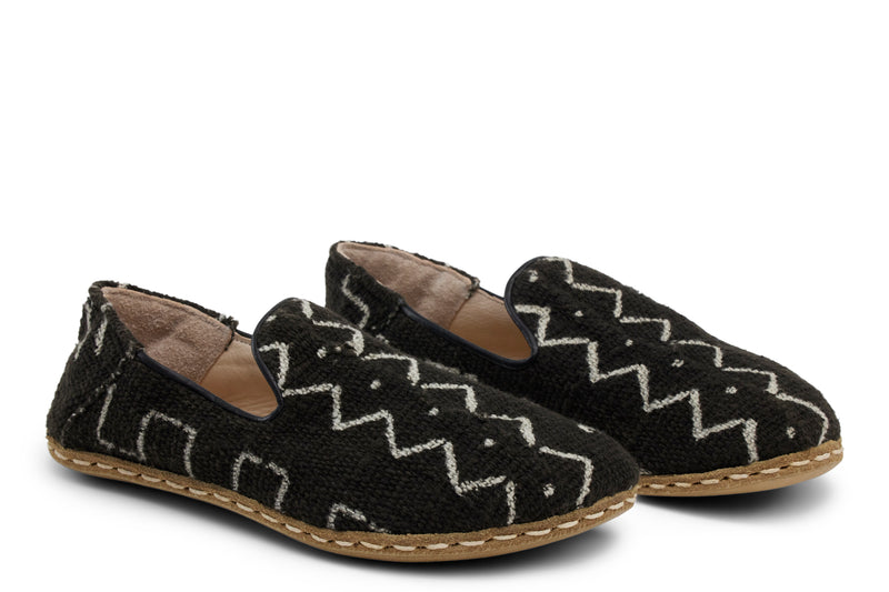 Women's Barefoot Grounding Mudcloth Slip-on Shoes / Black